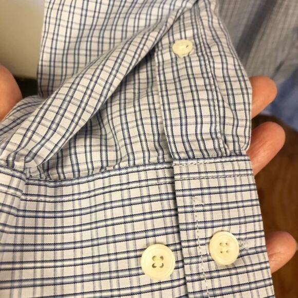 Calvin Klein Blue and White Checkered Dress Shirt Men's Size Large - Picture 7 of 8